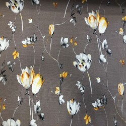 Kumaşçı Home - Keten Kumaş Karçiçeği Desenli Şantuklu Keten