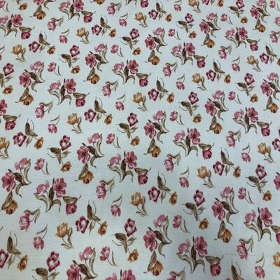 Keten Kumaş Küçük Çiçekler Şantuklu Keten - 1