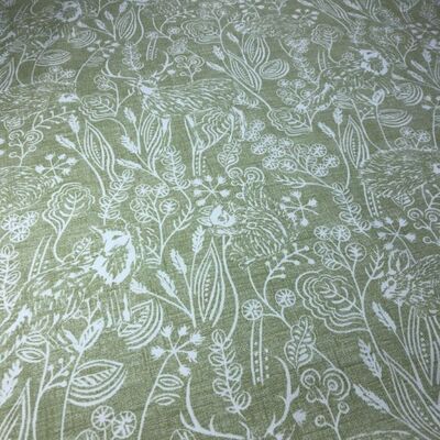 Pamuk Baskılı Keten Geyik Desenli Kumaş 1 - 1