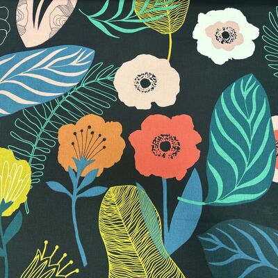 Pamuk Baskılı Keten Kırmızı Gül Kumaş - 1