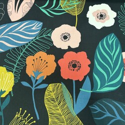 Pamuk Baskılı Keten Kırmızı Gül Kumaş