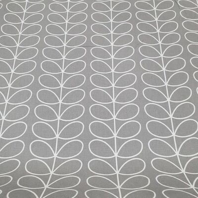 Pamuk Baskılı Keten Kumaş Açık Gri Fiyonk Desen - 1