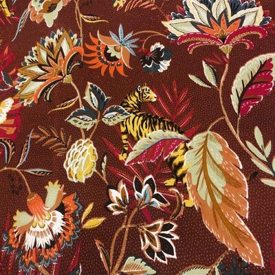 Pamuk Baskılı Keten Kumaş Aslan Desenli - 1