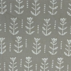 Pamuk Baskılı Keten Kumaş Beyaz Çiçekler 1