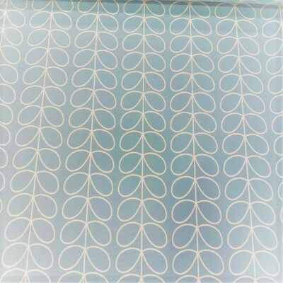 Pamuk Baskılı Keten Kumaş Boncuk Mavi Fiyonk Desen - 1