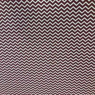 Pamuk Baskılı Keten Kumaş Bordo Zigzag Desen - 1