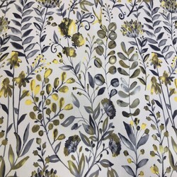 Pamuk Baskılı Keten Kumaş Zeytin Yaprağı Desenli