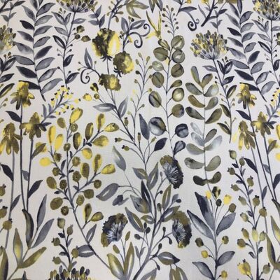 Pamuk Baskılı Keten Kumaş Zeytin Yaprağı Desenli - 1