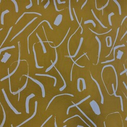 Kumascihome - Pamuk Baskılı Keten Kumaş Çin Alfabesi Desen