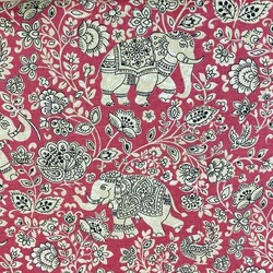 Pamuk Baskılı Keten Kumaş Fil Desenli