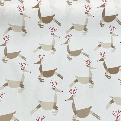 Pamuk Baskılı Keten Kumaş Geyik Desenli - 1