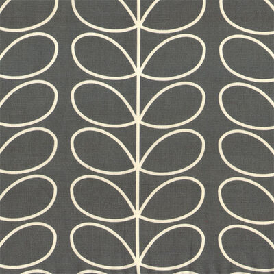 Pamuk Baskılı Keten Kumaş Gri Zemin Fiyonk Desen - 1