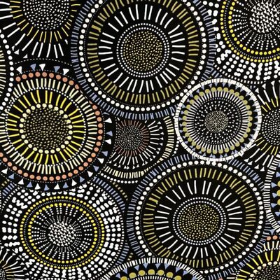 Pamuk Baskılı Keten Kumaş Halka Desen - 1