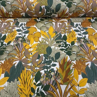 Pamuk Baskılı Keten Kumaş Palmiye Desenli 05 - 1