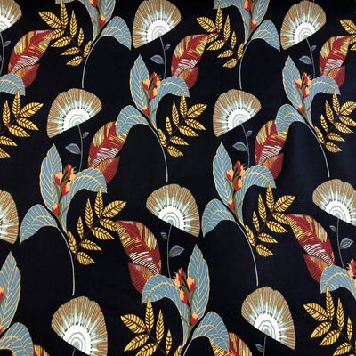 Pamuk Baskılı Keten Kumaş Kiremit Yapraklı - 1