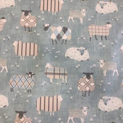 Pamuk Baskılı Keten Kumaş Koyun Desenli 2 - 1