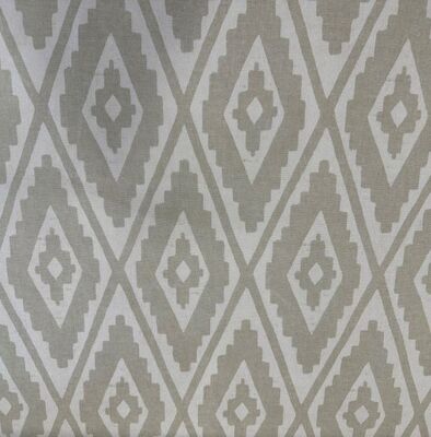 Pamuk Baskılı Keten Kumaş Krem Kareler - 1