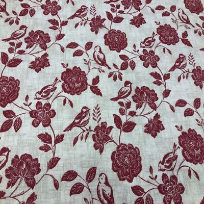 Pamuk Baskılı Keten Kumaş Kuş Desenli 05 - 1