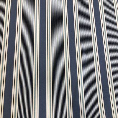 Pamuk Baskılı Keten Kumaş Lacivert Çizgili - 1