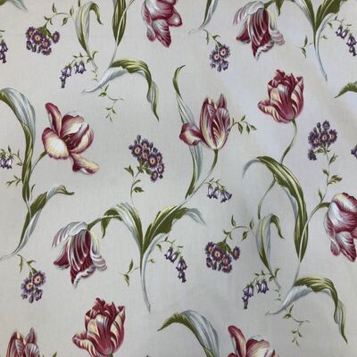 Pamuk Baskılı Keten Kumaş Laleler - 1