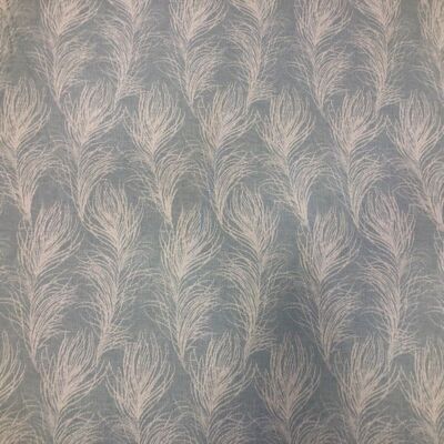 Pamuk Baskılı Keten Kumaş Mavi Tavuskuşu Tüy - 1