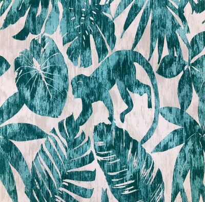 Pamuk Baskılı Keten Kumaş Maymun Desenli - 1