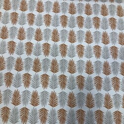 Kumascihome - Pamuk Baskılı Keten Kumaş Palmiye Dalı