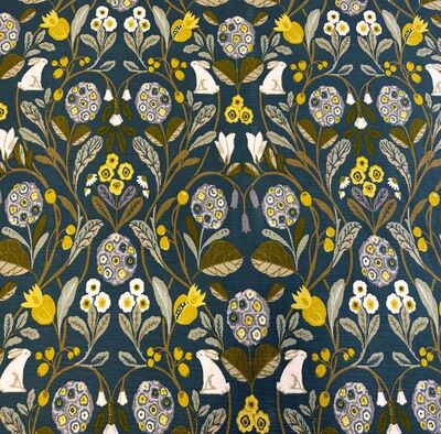 Pamuk Baskılı Keten Tavşan Desenli Kumaş 5 - 1