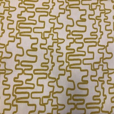 Pamuk Baskılı Keten Kumaş Sarı çizgiler - 1