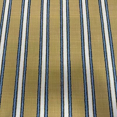 Pamuk Baskılı Keten Kumaş Sarı Çizgili - 1