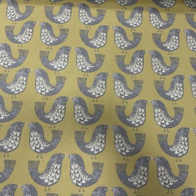 Pamuk Baskılı Keten Kuş Desenli Kumaş 11 - 1
