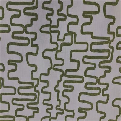 Pamuk Baskılı Keten Kumaş Yeşil çizgiler - 1