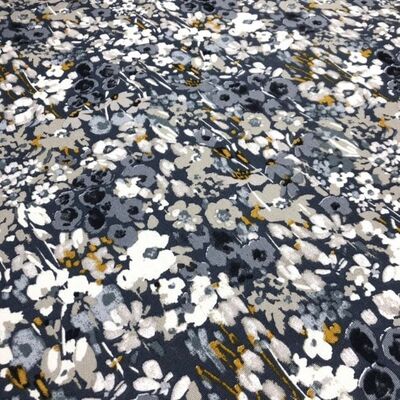 Pamuk Baskılı Keten Kumaş Yeşil Suluboya Desenli 3 - 1