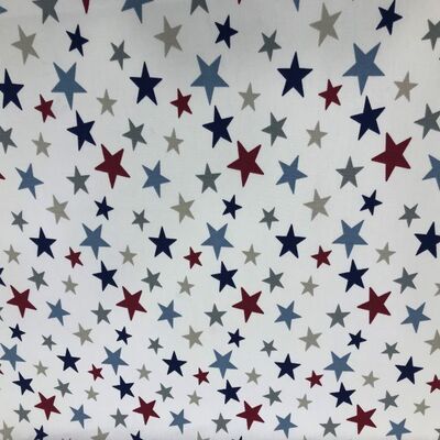 Pamuk Baskılı Keten Kumaş Yıldız Desenli - 1