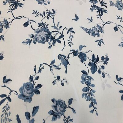 Pamuk Baskılı Keten Kuş Desenli Kumaş 02 - 1