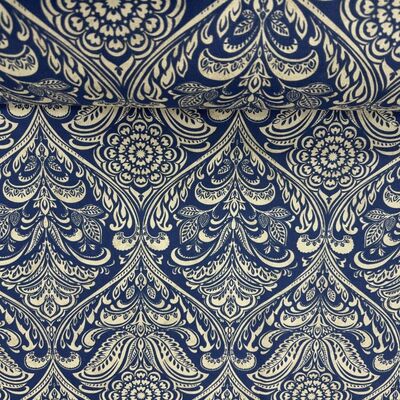 Pamuk Baskılı Keten Kumaş Damask Desenli 04 - 1