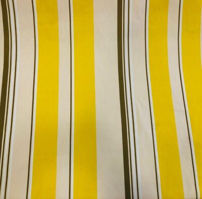 Pamuk Baskılı Keten Sarı Çizgili Kumaş - 1
