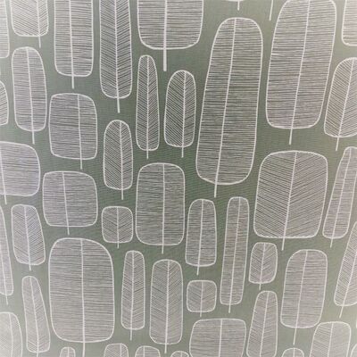 Pamuk Baskılı Keten Yeşil Desenli Kumaş - 1